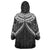 New Zealand Morepork Wearable Blanket Hoodie Maori Pattern Black