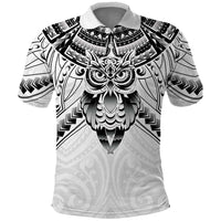 New Zealand Morepork Polo Shirt Maori Pattern White