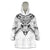 New Zealand Morepork Wearable Blanket Hoodie Maori Pattern White