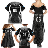 Custom Fiji Rugby Family Matching Summer Maxi Dress and Hawaiian Shirt Fijian Warrior Black LT05 - Polynesian Pride
