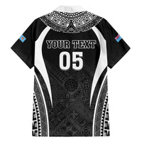 Custom Fiji Rugby Family Matching Tank Maxi Dress and Hawaiian Shirt Fijian Warrior Black LT05 - Polynesian Pride