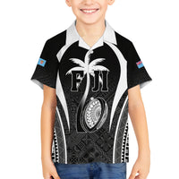 Custom Fiji Rugby Family Matching Tank Maxi Dress and Hawaiian Shirt Fijian Warrior Black LT05 Son's Shirt Black - Polynesian Pride