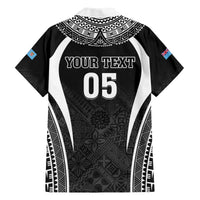 Custom Fiji Rugby Hawaiian Shirt Fijian Warrior Black