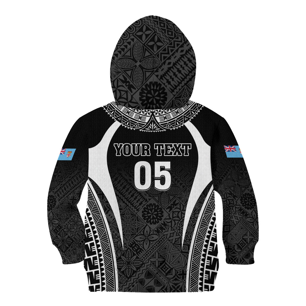 Custom Fiji Rugby Kid Hoodie Fijian Warrior Black LT05 - Polynesian Pride