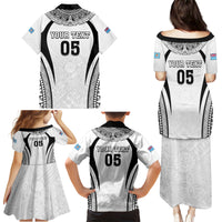 Custom Fiji Rugby Family Matching Puletasi and Hawaiian Shirt Fijian Warrior White LT05 - Polynesian Pride
