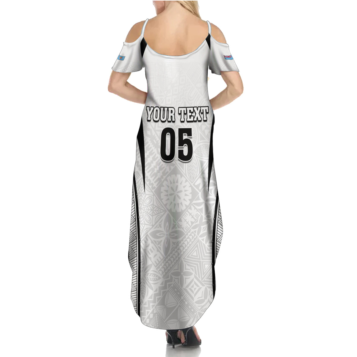 Custom Fiji Rugby Family Matching Summer Maxi Dress and Hawaiian Shirt Fijian Warrior White LT05 - Polynesian Pride