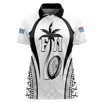 Custom Fiji Rugby Women Polo Shirt Fijian Warrior White