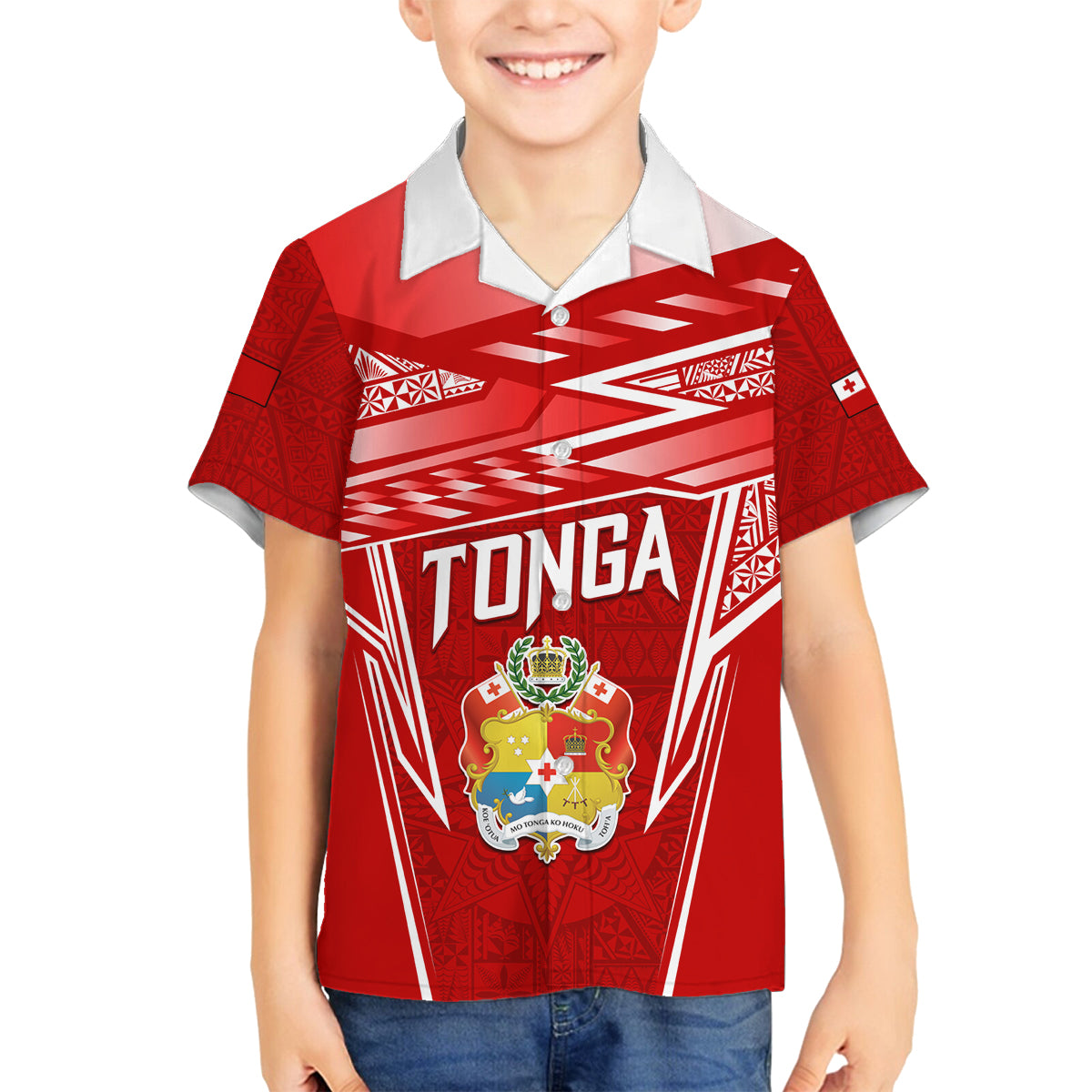 Custom Tonga Rugby Family Matching Off The Shoulder Long Sleeve Dress and Hawaiian Shirt Kupesi Ngatu Pattern