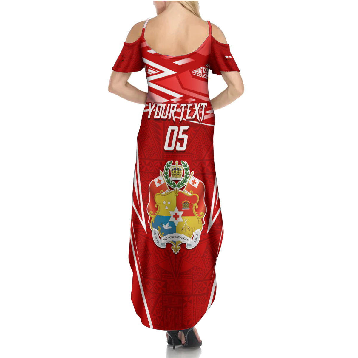 Custom Tonga Rugby Summer Maxi Dress Kupesi Ngatu Pattern