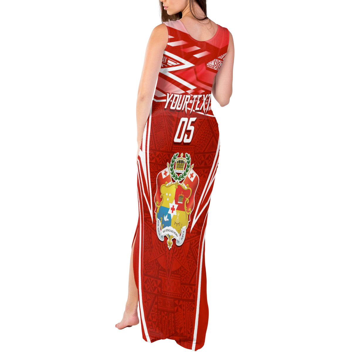 Custom Tonga Rugby Tank Maxi Dress Kupesi Ngatu Pattern
