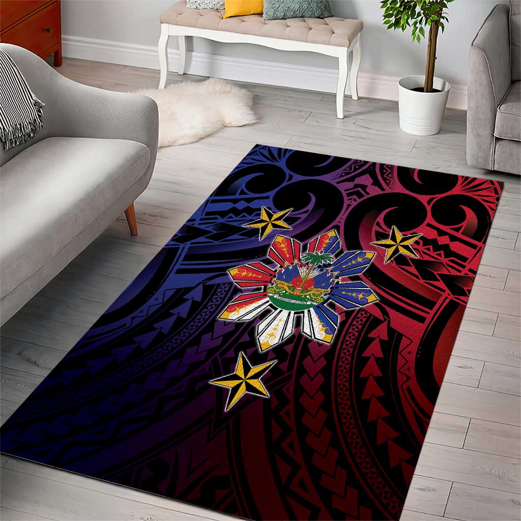 Haiti Philippines Area Rug Haitian Coat Of Arms With Filipino Sun