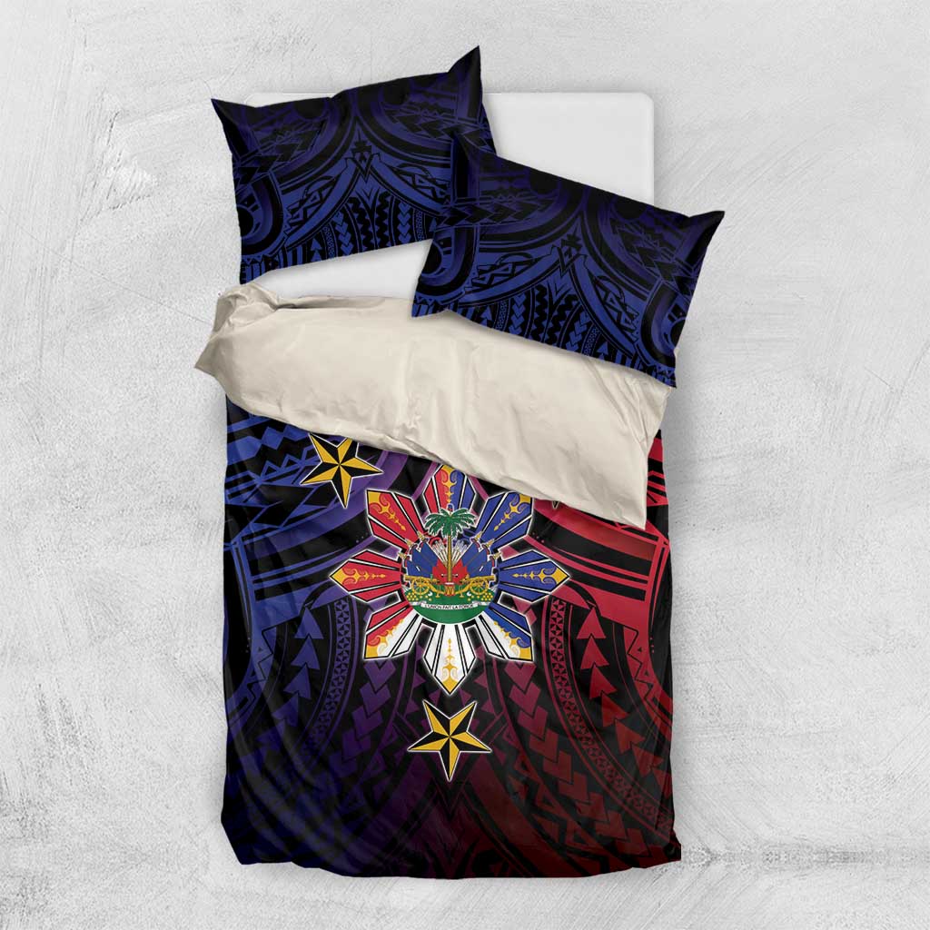 Haiti Philippines Bedding Set Haitian Coat Of Arms With Filipino Sun