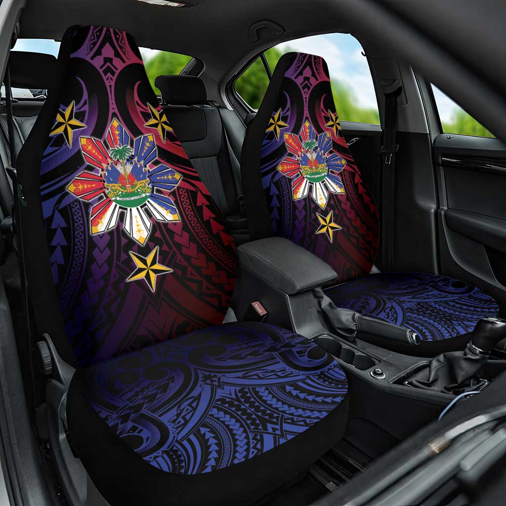 Haiti Philippines Car Seat Cover Haitian Coat Of Arms With Filipino Sun