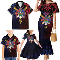 Haiti Philippines Family Matching Mermaid Dress and Hawaiian Shirt Haitian Coat Of Arms With Filipino Sun LT05 - Polynesian Pride