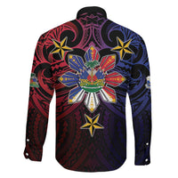Haiti Philippines Family Matching Off Shoulder Short Dress and Hawaiian Shirt Haitian Coat Of Arms With Filipino Sun LT05 - Polynesian Pride