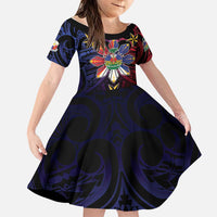 Haiti Philippines Family Matching Puletasi and Hawaiian Shirt Haitian Coat Of Arms With Filipino Sun LT05 Daughter's Dress Black - Polynesian Pride