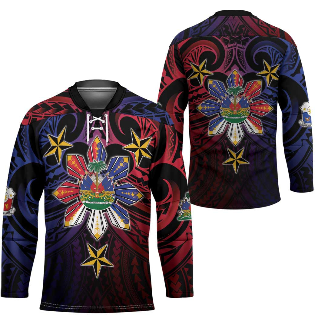 Haiti Philippines Hockey Jersey Haitian Coat Of Arms With Filipino Sun