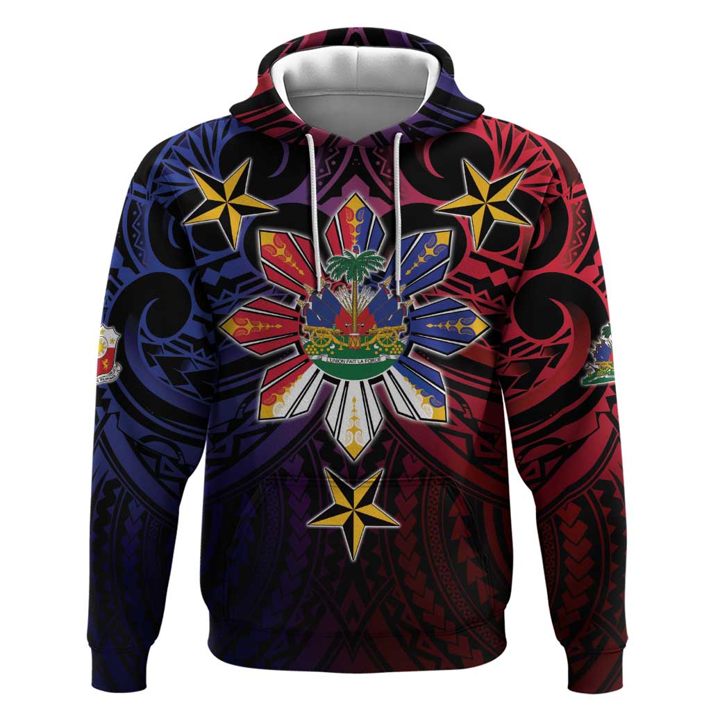 Haiti Philippines Hoodie Haitian Coat Of Arms With Filipino Sun