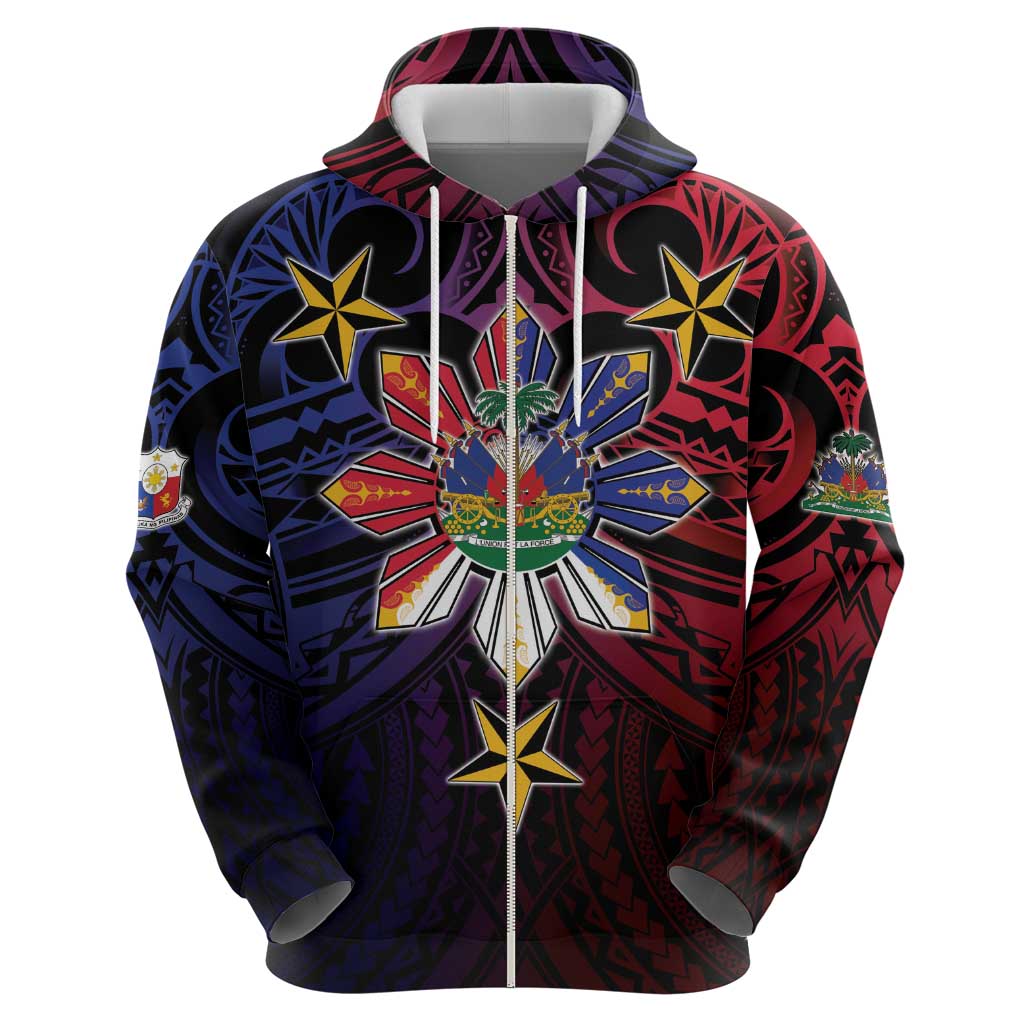 Haiti Philippines Hoodie Haitian Coat Of Arms With Filipino Sun