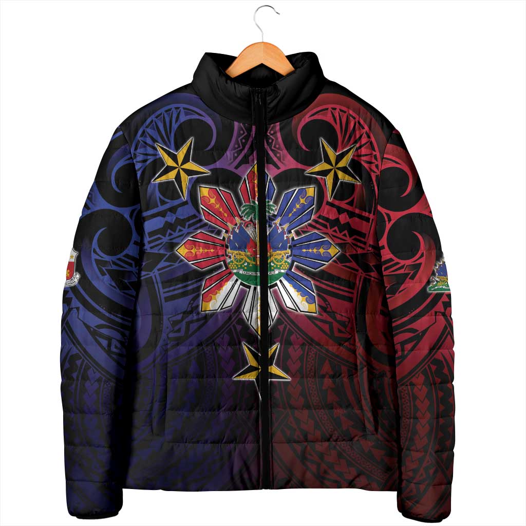 Haiti Philippines Padded Jacket Haitian Coat Of Arms With Filipino Sun