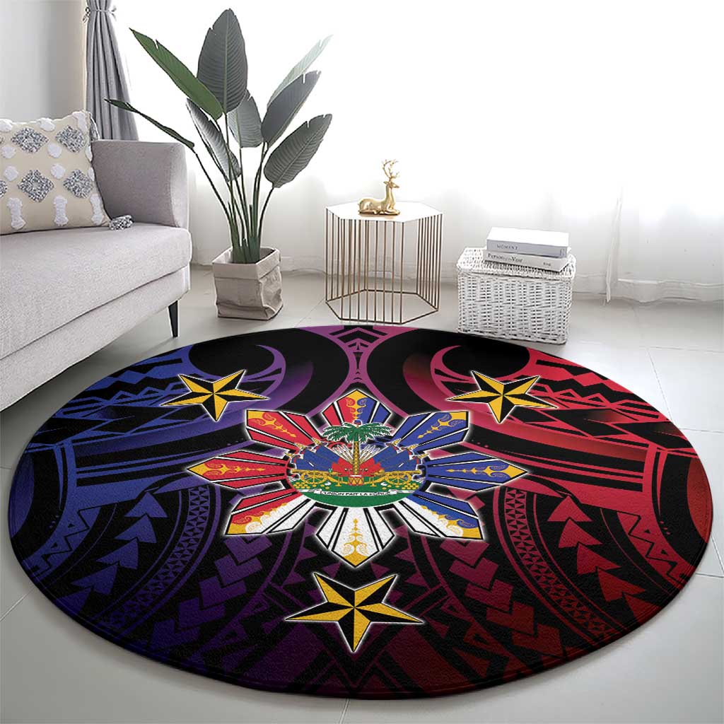 Haiti Philippines Round Carpet Haitian Coat Of Arms With Filipino Sun
