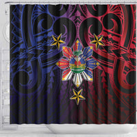 Haiti Philippines Shower Curtain Haitian Coat Of Arms With Filipino Sun