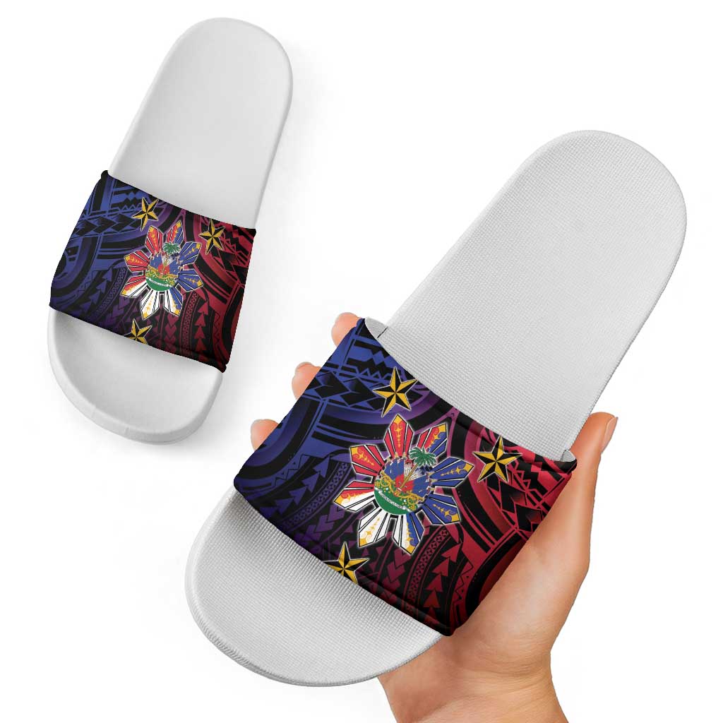 Haiti Philippines Slide Sandals Haitian Coat Of Arms With Filipino Sun