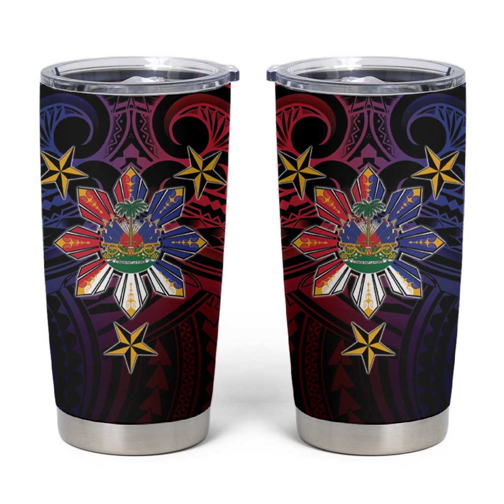 Haiti Philippines Tumbler Cup Haitian Coat Of Arms With Filipino Sun