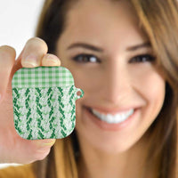 Hawaii Ti Leaf Maile Tuberose Lei AirPods Case With Hanalei Leaf Green