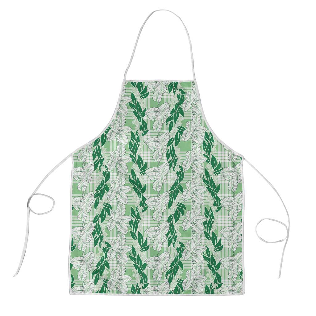 Hawaii Ti Leaf Maile Tuberose Lei Apron With Hanalei Leaf Green