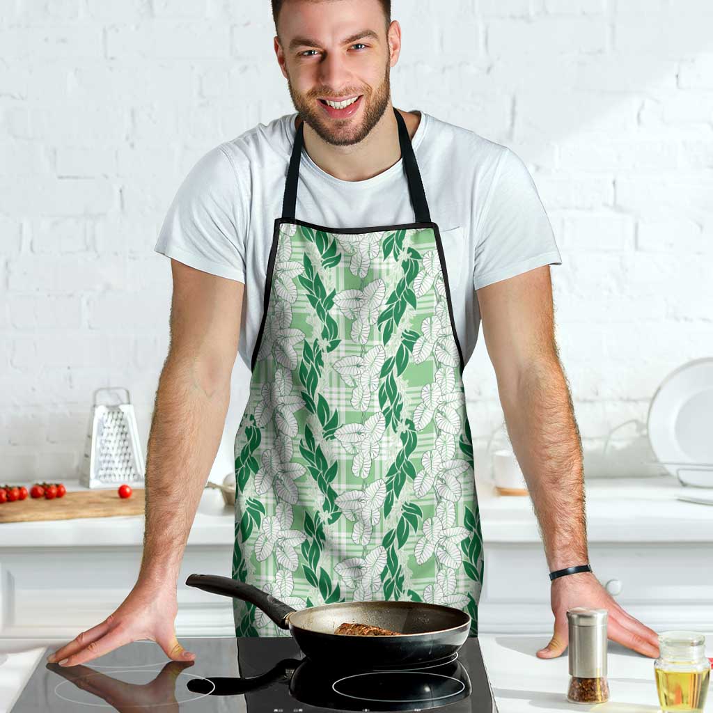 Hawaii Ti Leaf Maile Tuberose Lei Apron With Hanalei Leaf Green