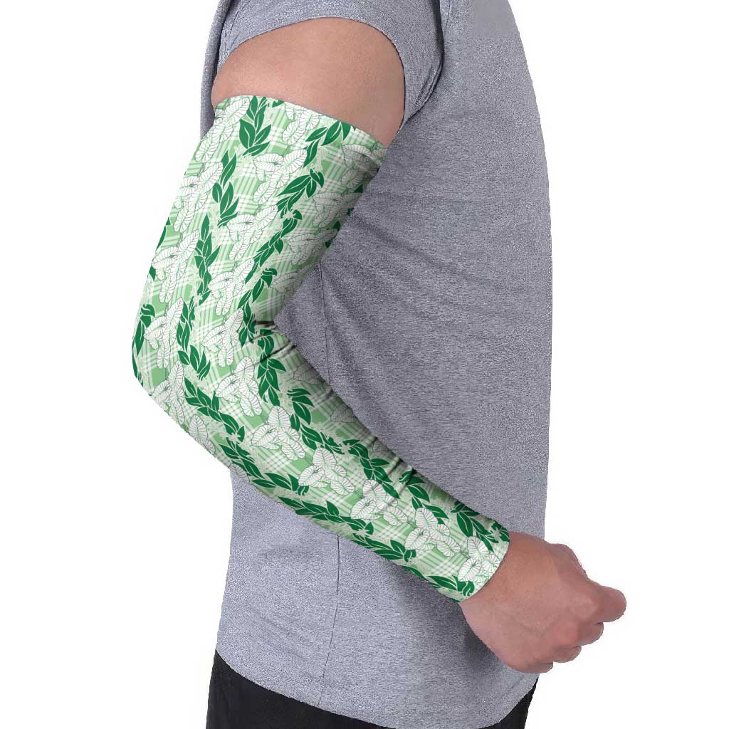 Hawaii Ti Leaf Maile Tuberose Lei Arm Sleeves With Hanalei Leaf Green