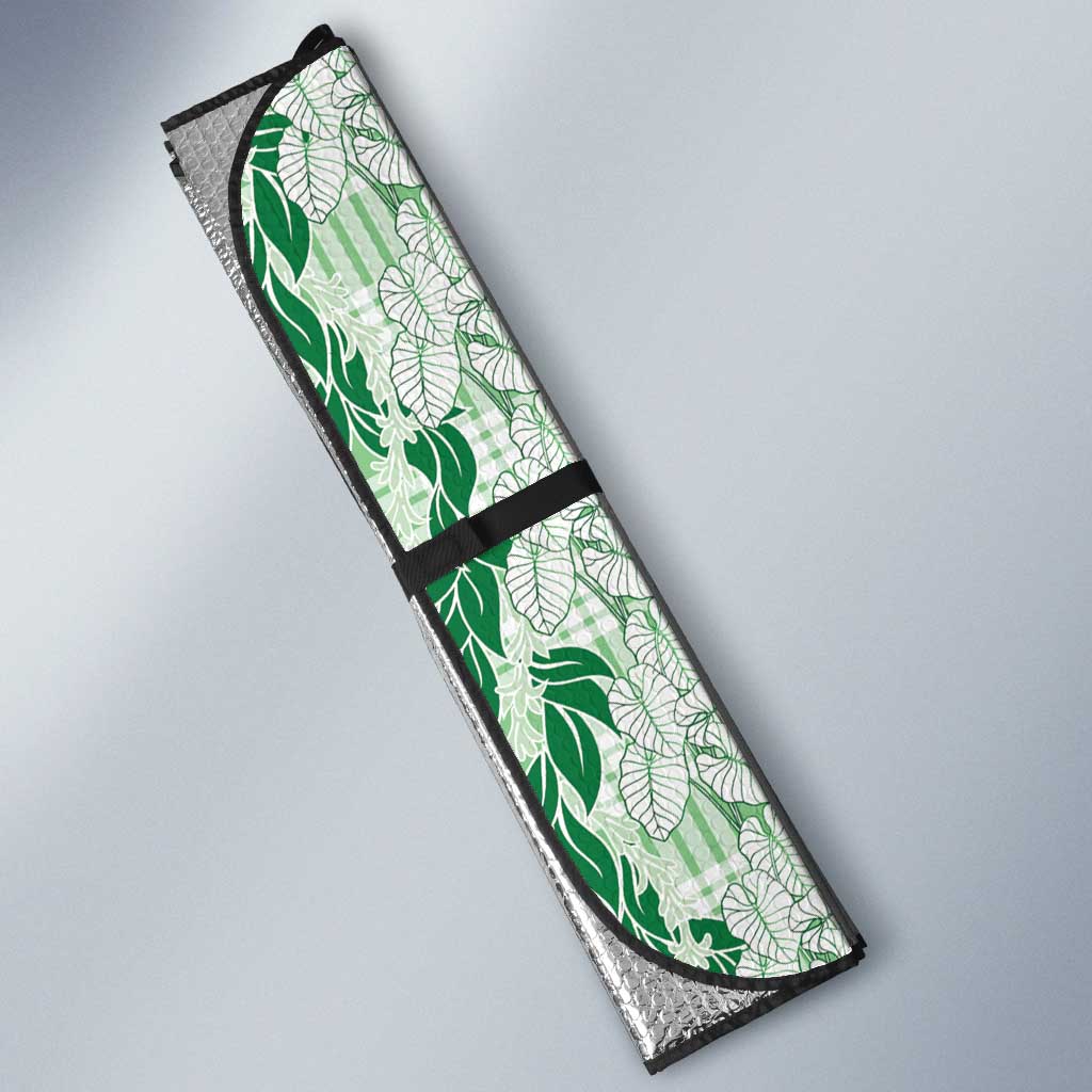 Hawaii Ti Leaf Maile Tuberose Lei Auto Sun Shade With Hanalei Leaf Green
