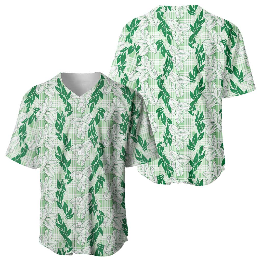 Hawaii Ti Leaf Maile Tuberose Lei Baseball Jersey With Hanalei Leaf Green