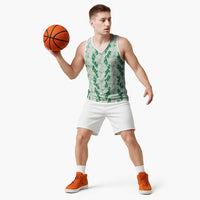 Hawaii Ti Leaf Maile Tuberose Lei Basketball Jersey With Hanalei Leaf Green