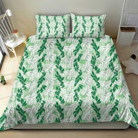 Hawaii Ti Leaf Maile Tuberose Lei Bedding Set With Hanalei Leaf Green