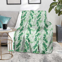 Hawaii Ti Leaf Maile Tuberose Lei Blanket With Hanalei Leaf Green