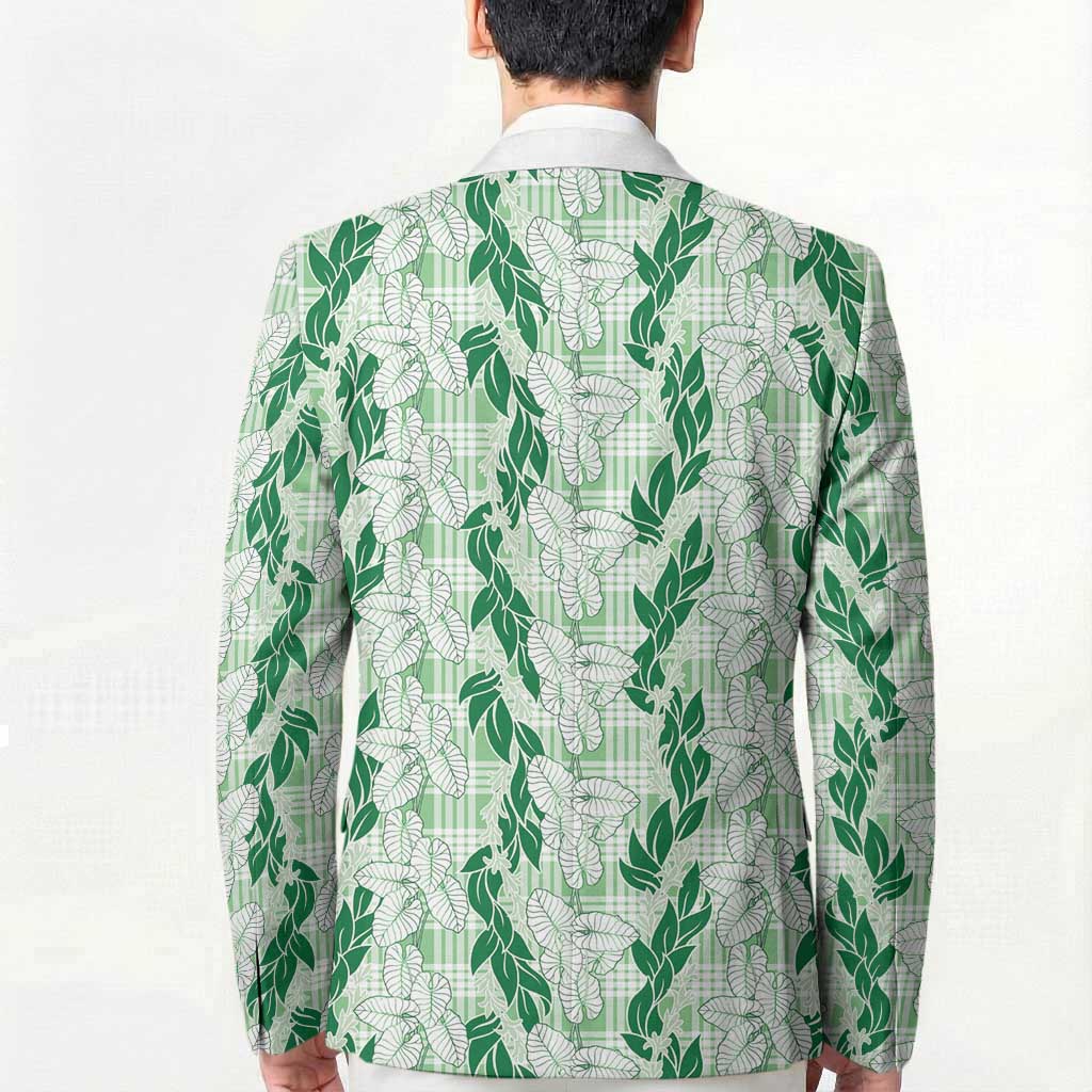 Hawaii Ti Leaf Maile Tuberose Lei Blazer With Hanalei Leaf Green