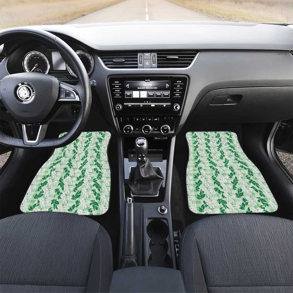 Hawaii Ti Leaf Maile Tuberose Lei Car Mats With Hanalei Leaf Green