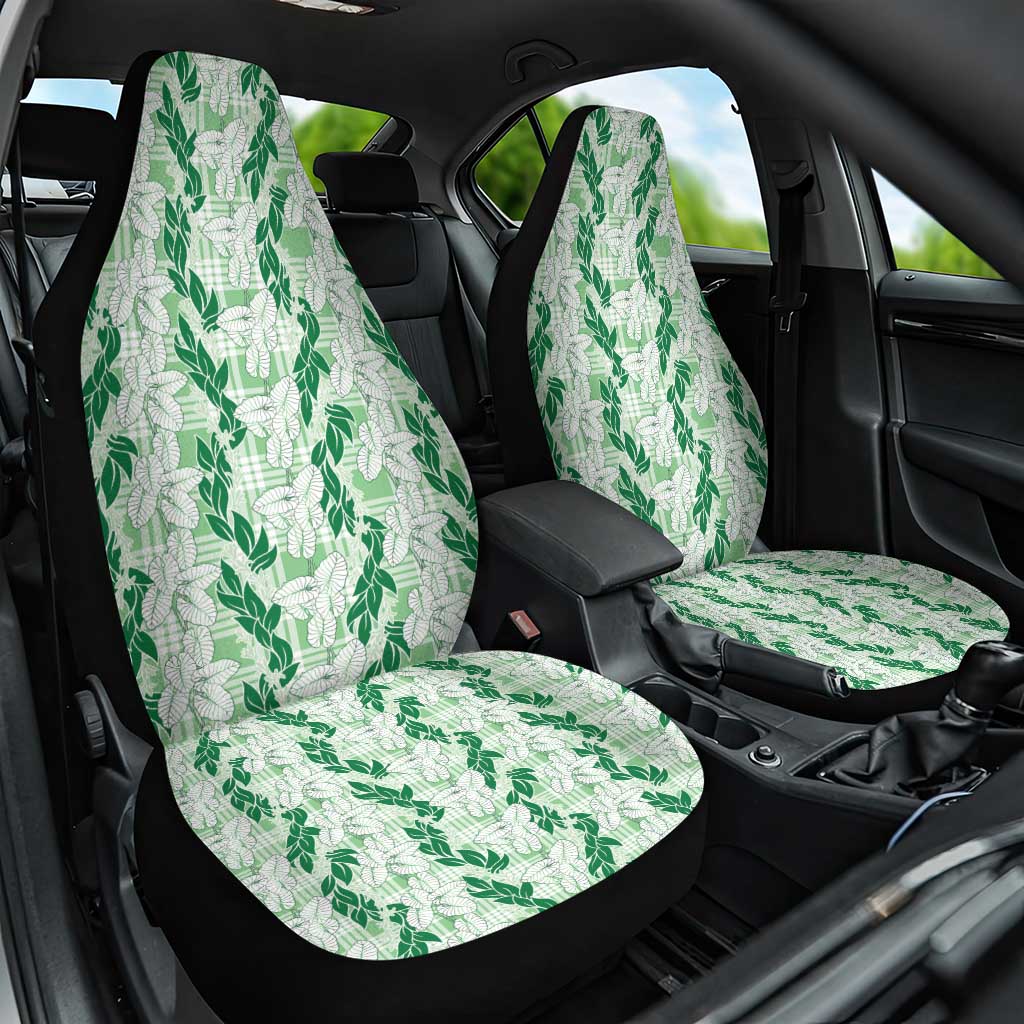 Hawaii Ti Leaf Maile Tuberose Lei Car Seat Cover With Hanalei Leaf Green