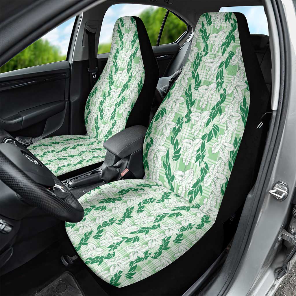 Hawaii Ti Leaf Maile Tuberose Lei Car Seat Cover With Hanalei Leaf Green