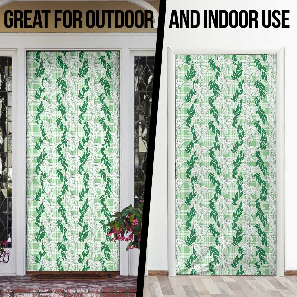 Hawaii Ti Leaf Maile Tuberose Lei Door Cover With Hanalei Leaf Green