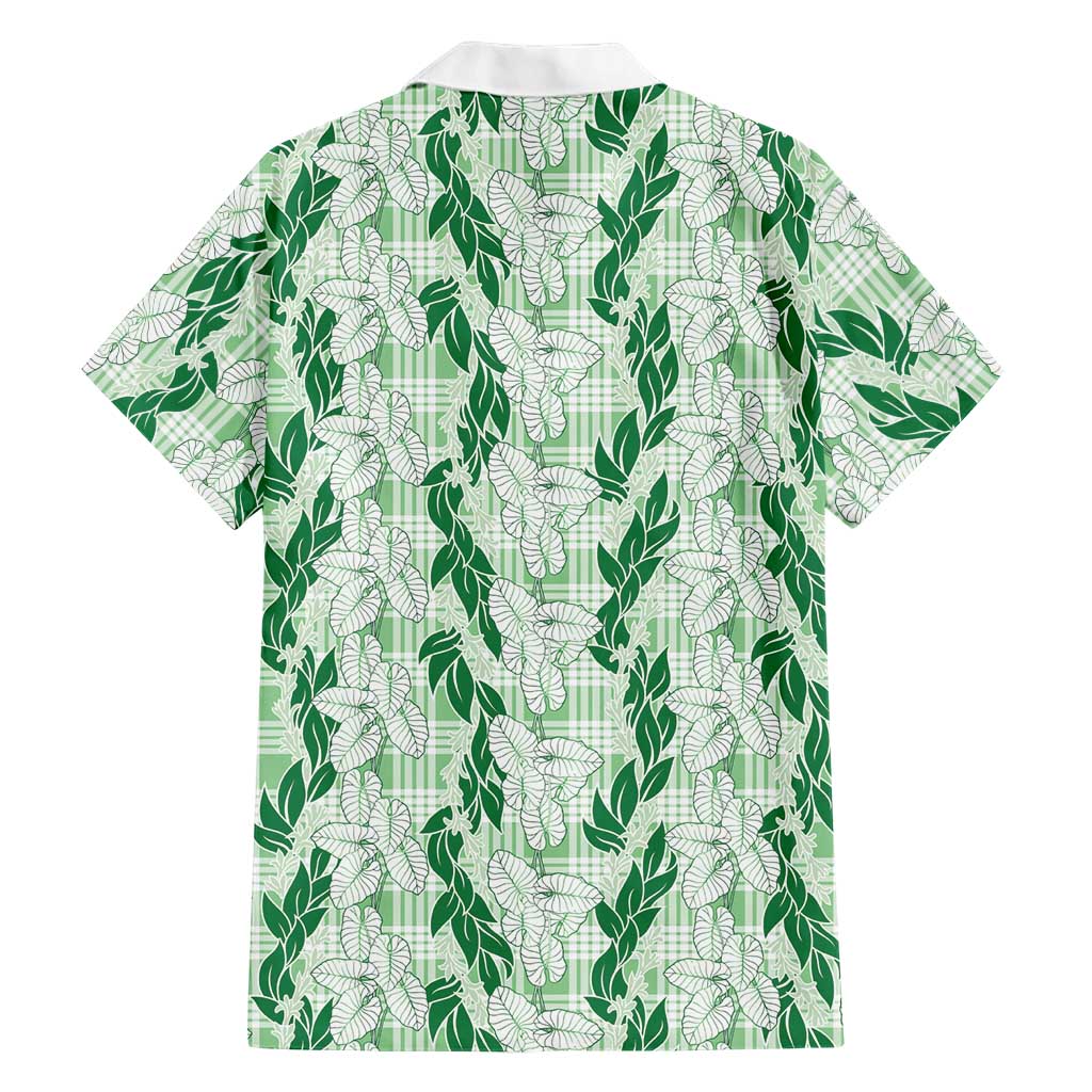 Hawaii Ti Leaf Maile Tuberose Lei Family Matching Short Sleeve Bodycon Dress and Hawaiian Shirt With Hanalei Leaf Green LT05 - Polynesian Pride