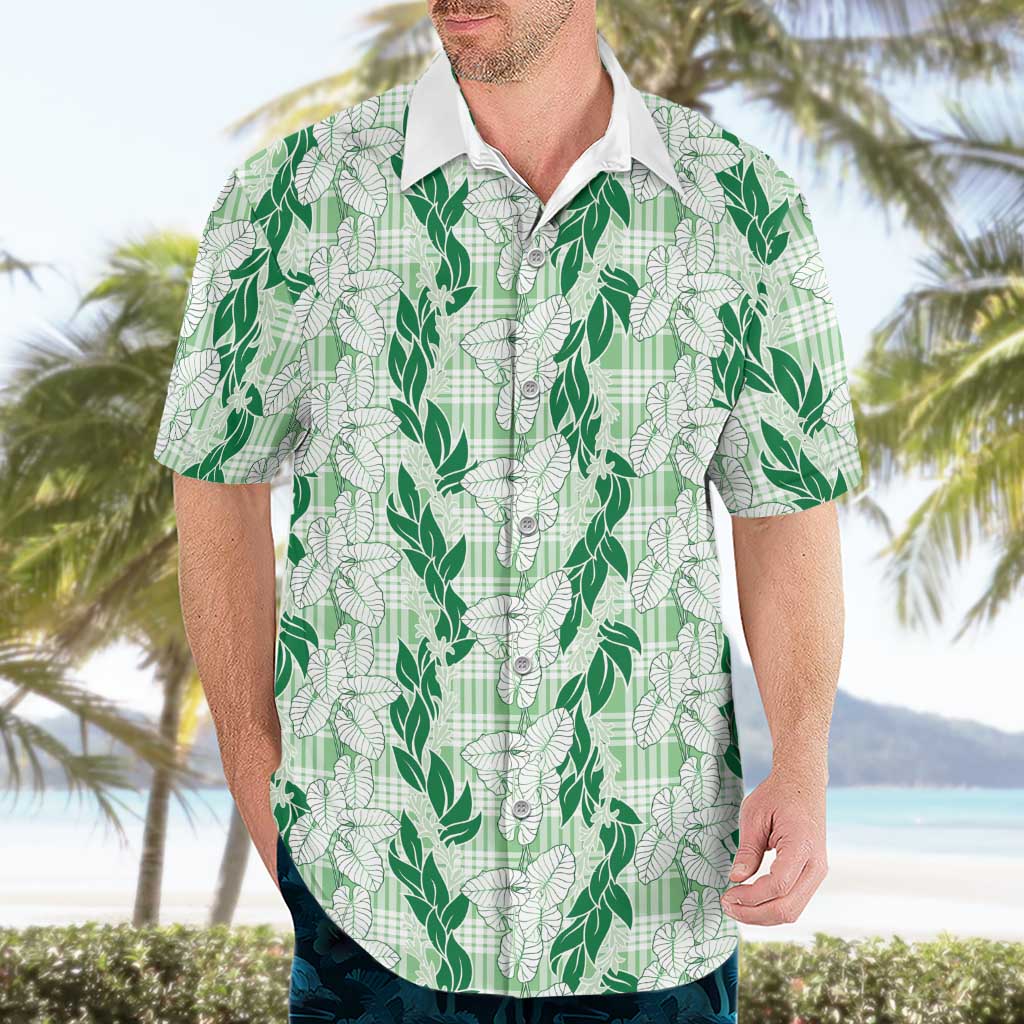 Hawaii Ti Leaf Maile Tuberose Lei Hawaiian Shirt With Hanalei Leaf Green