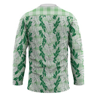Hawaii Ti Leaf Maile Tuberose Lei Hockey Jersey With Hanalei Leaf Green