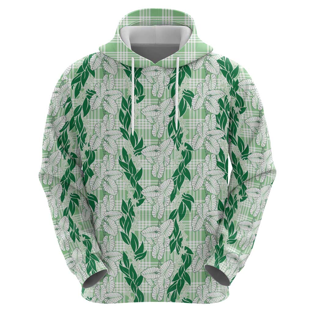 Hawaii Ti Leaf Maile Tuberose Lei Hoodie With Hanalei Leaf Green