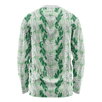 Hawaii Ti Leaf Maile Tuberose Lei Long Sleeve Shirt With Hanalei Leaf Green
