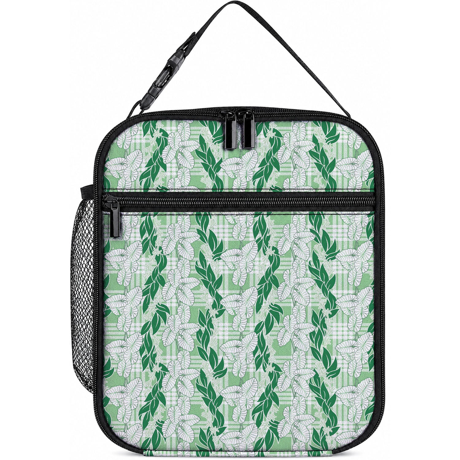 Hawaii Ti Leaf Maile Tuberose Lei Lunch Bag With Hanalei Leaf Green LT05 10.2 × 8.3 × 4.3 inch Green - Polynesian Pride