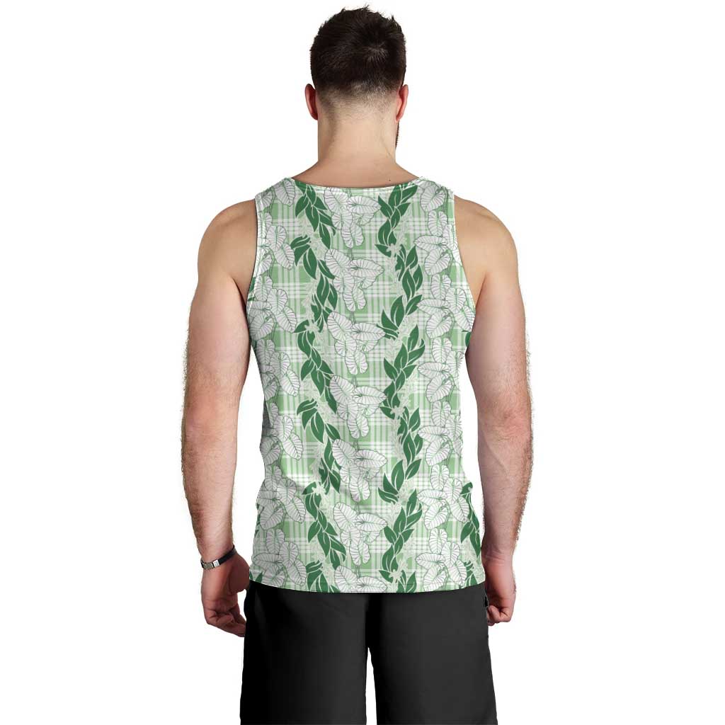 Hawaii Ti Leaf Maile Tuberose Lei Men Tank Top With Hanalei Leaf Green