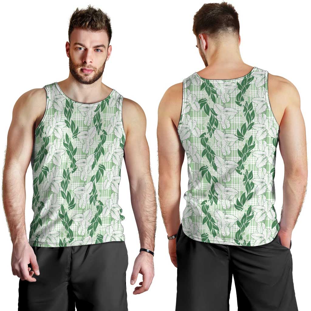 Hawaii Ti Leaf Maile Tuberose Lei Men Tank Top With Hanalei Leaf Green